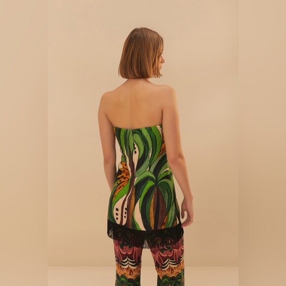 Farm Rio Green Coconut Tree Flow Linen Top - Picture 2 of 11